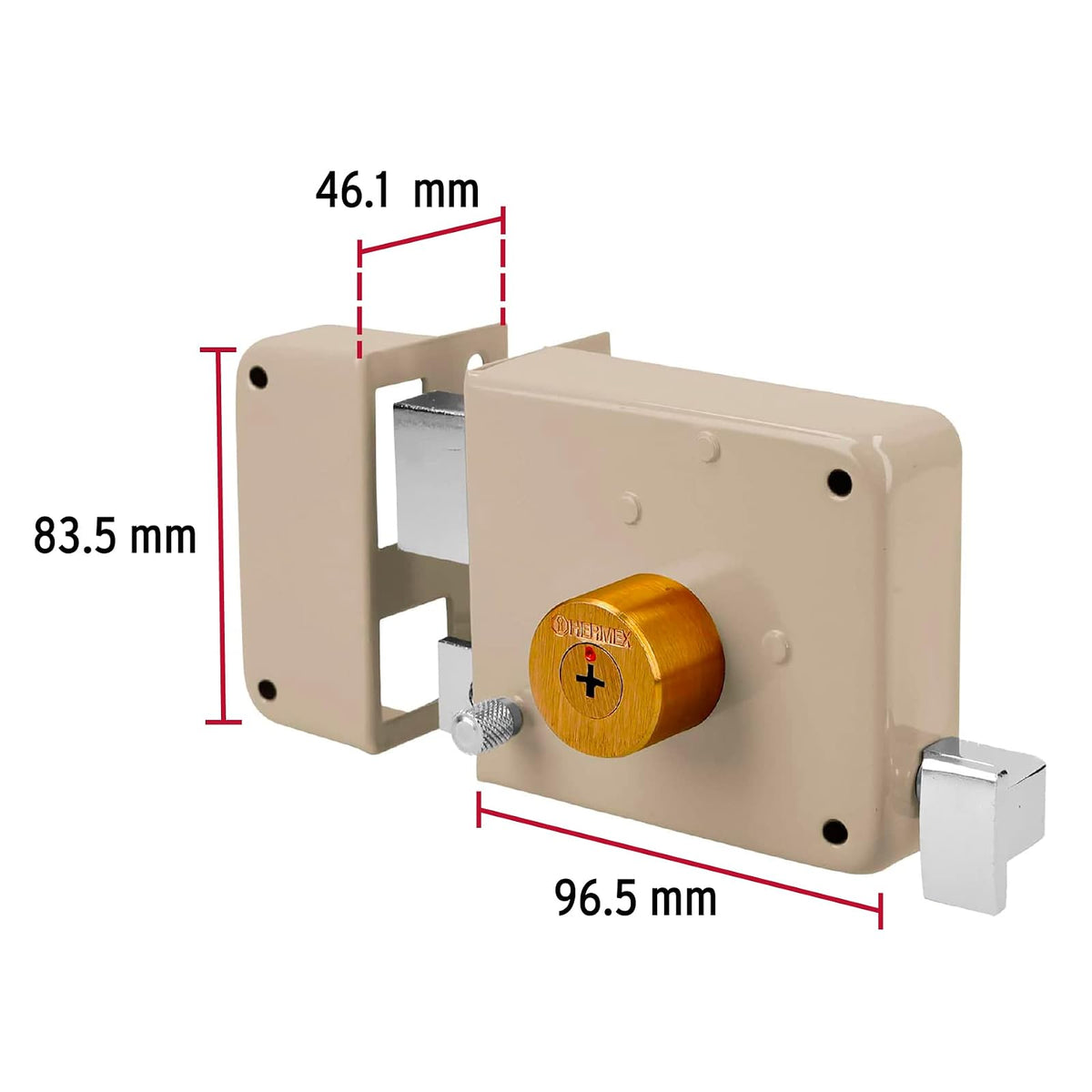 Hermex CS-80I, Cerradura de sobreponer clásica (izquierda), llave tetra