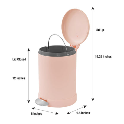 Glad - cubeta de basura pequeño, 1.2 galones | cubeta de basura redondo de acero inoxidable con tapa de cierre suave y pedal de pie | Cesta de basura de metal con cubeta interior extraíble, óxido