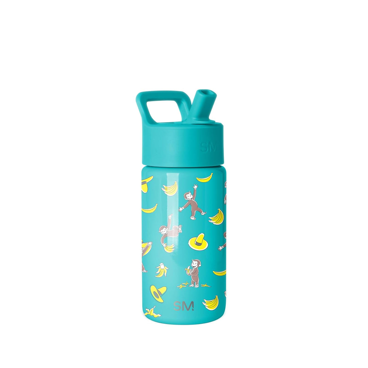Simple Modern Summit Botella de Agua Infantil con Popote, Acero Inoxidable Aislado, 0.4-0.5 L - Curious George: Monkeying Around - 0.4 Litros