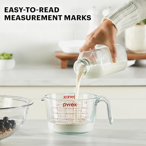 Pyrex Essentials - Juego de tazas medidoras de vidrio (2 unidades) | Para preparar, hornear y cocinar, horno precalentado, lavaplatos, congelador y microondas