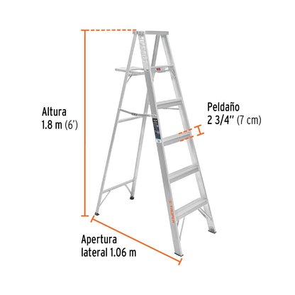 Truper ESTA-35, Escalera de tijera, aluminio, tipo lll, 5 escalones