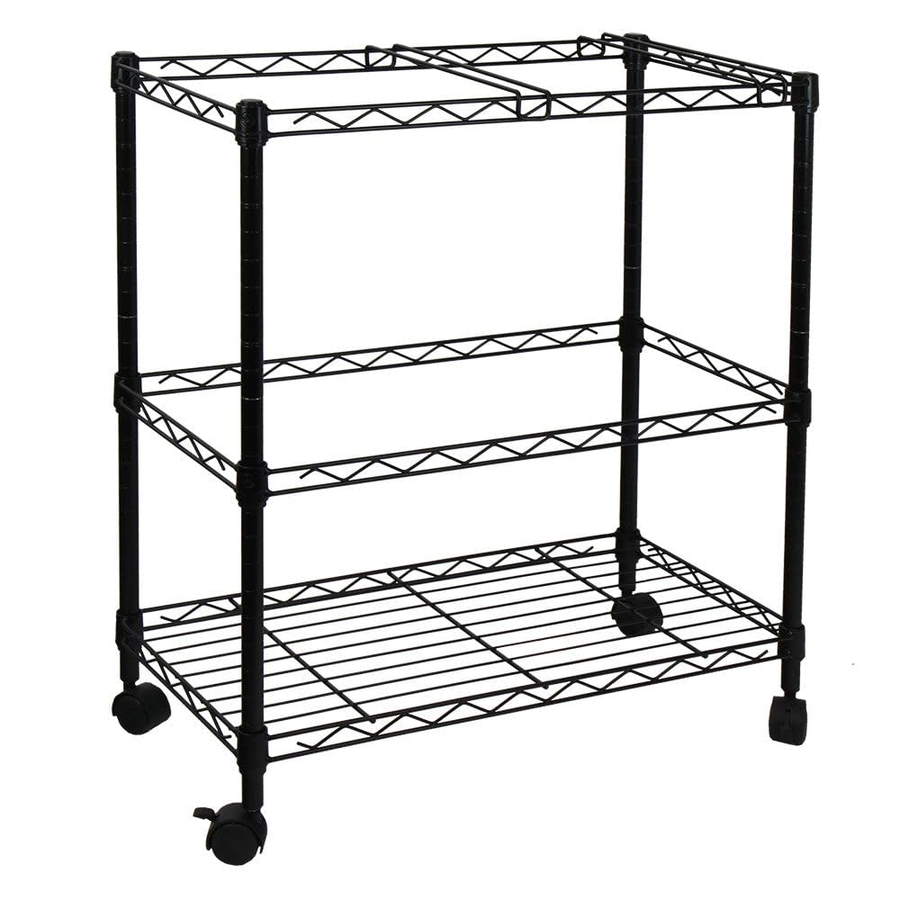 Oceanstar 2MRC1507 Portable 2-Tier Metal Rolling File Cart, Black