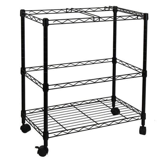 Oceanstar 2MRC1507 Portable 2-Tier Metal Rolling File Cart, Black
