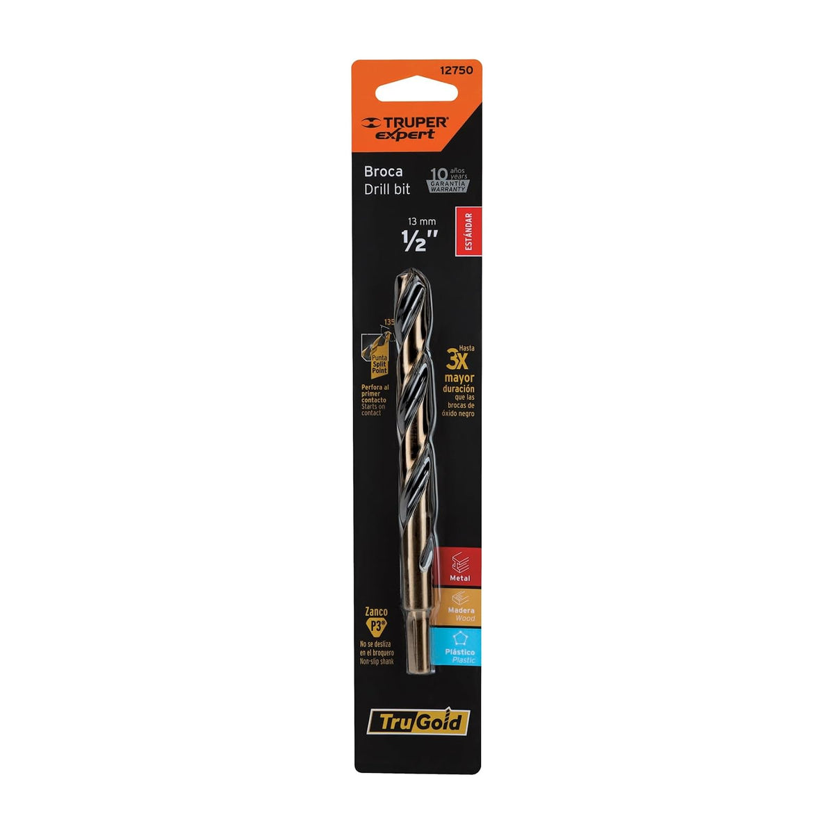 Truper Expert BAV-1/2-B, Broca alta velocidad, Turbo Steel, en blister, 1/2"