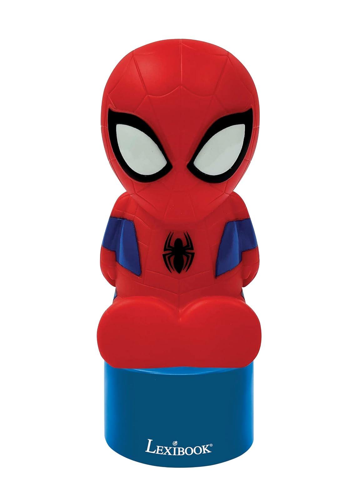 Lexibook Luz Nocturna y Altavoz de Spiderman para la habitación de los niños, Cambio de Color, luz Suave, Funciona con Pilas, Azul/Rojo, NS01SP