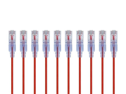 Monoprice SlimRun Series Cable de Conexión Patch Ethernet, 2ft, Rojo