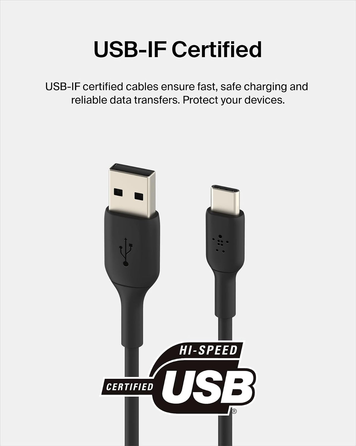Belkin BoostCharge - Cable USB-C a USB-A (2 m/6.5 pies) para iPhone 16, iPhone 16 Pro, Samsung Galaxy S25, S24, Pixel 9, iPad Pro, Nintendo Switch 2, Carplay y más, color negro (paquete de 2)