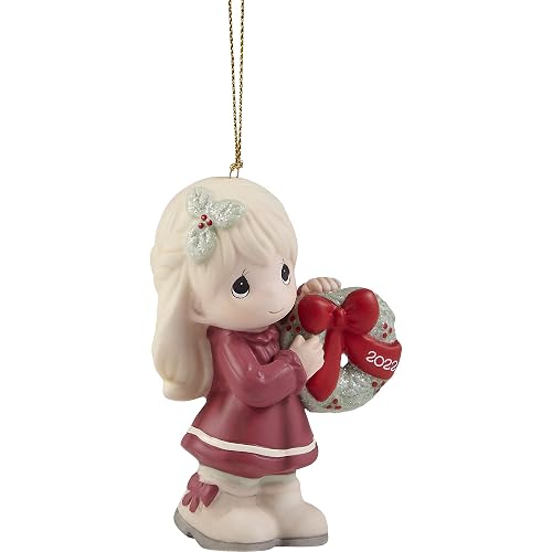 Precious Moments 221002 May Your Christmas Wishes Come True 2022 - Adorno de Porcelana con Fecha para niña