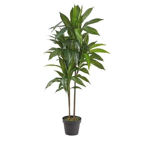 Nearly Natural 48 Pulgadas. Dracaena - Planta Artificial con Hojas de Tacto Real Verde Oscuro, decoración de Interiores Realista