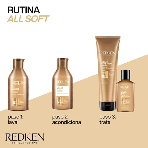 REDKEN- Shampoo All Soft |Shampoo hidratante para cabello seco y quebradizo | Proporciona hidratación profunda desde la raíz hasta la puntas |Formulado con Aceite de Argán| 300ml