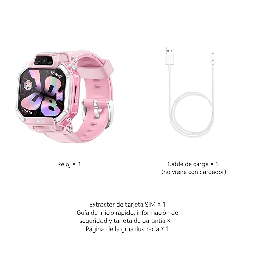 Huawei Watch Kids X1 Smartwatch Rosa | Reloj inteligente para Niños, Localización precisa, Videollamadas HD de 1.82”, SOS, Control Parental, Batería de 850 mAh