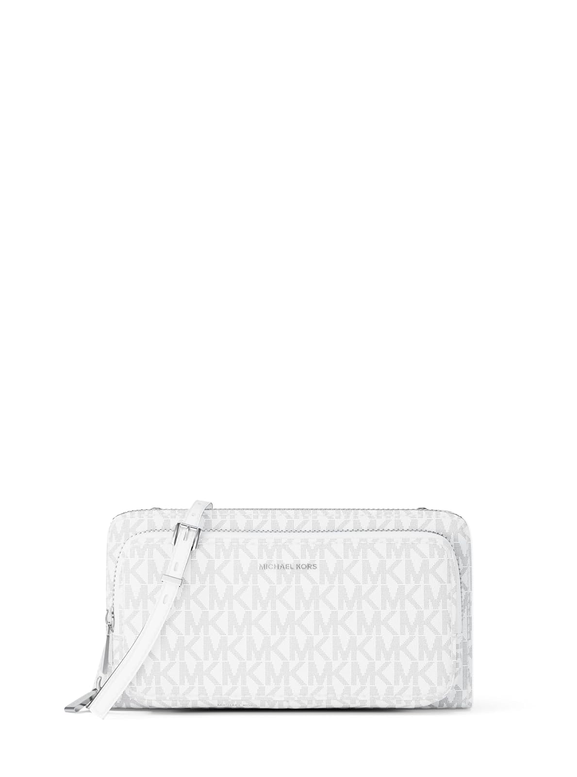Michael Kors Jet Set Large Continental Crossbody Wallet Jet Set - portafolios cruzada grande Continental Mujer - Talla única - Hardware plateado - sarga recubierta de firma - blanco óptico - alumbre