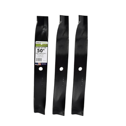 Maxpower 561381B - Juego de 3 Cuchillas de elevación Alta para cortacéspedes Toro Time Cutter Z de 50 Pulgadas reemplazan a OEM no. 110-6837-03, 115-5059-03, Negro