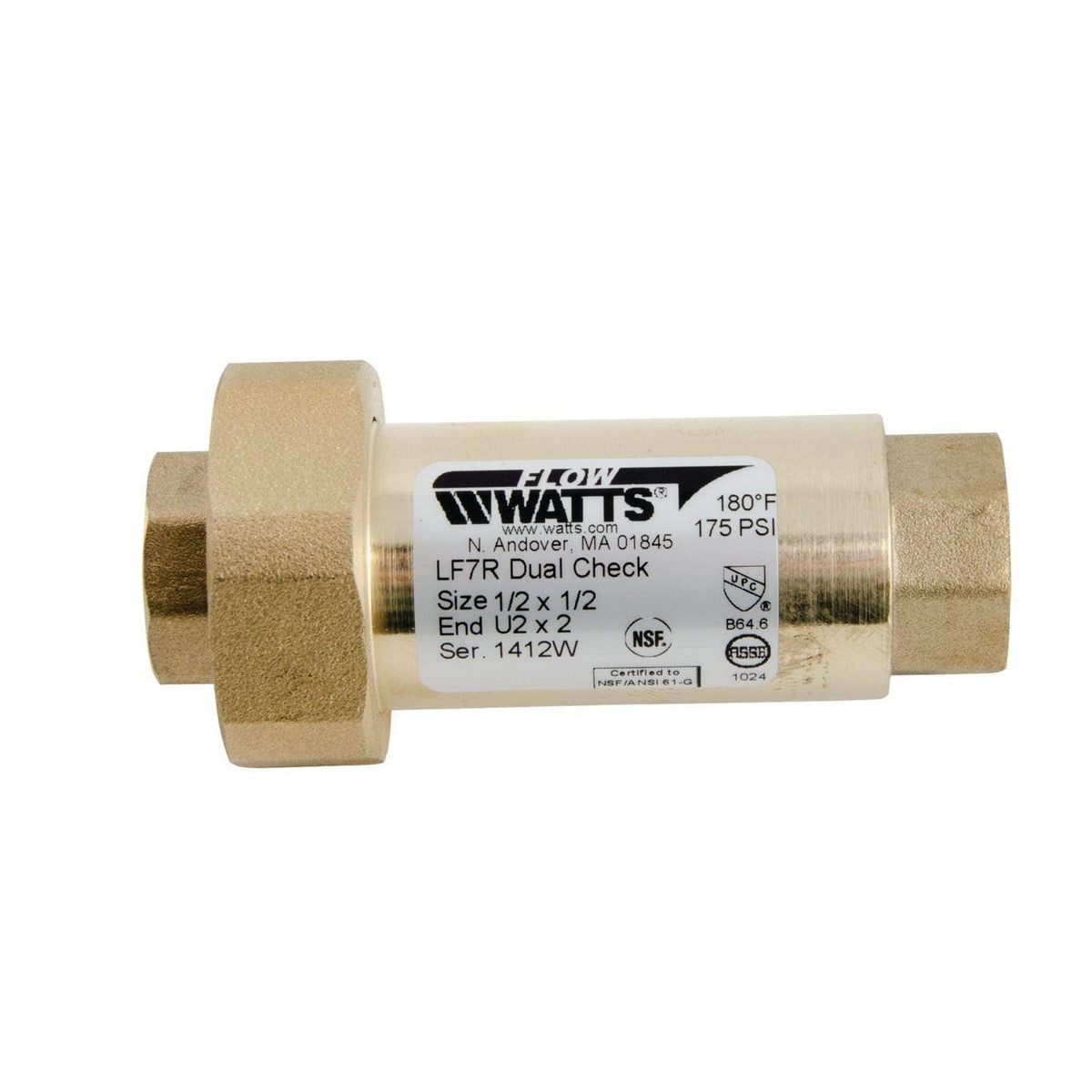 Válvula de retención Dual residencial de 1/2 x 1/2 Pulgadas con Entrada Npt Hembra de unión X Salida Npt Hembra
