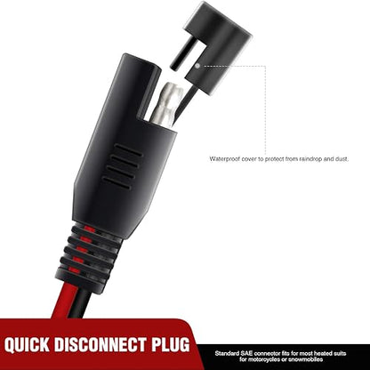 Nilight 50037R - Cable de extensión CC de 12 pies, 16 AWG, arnés de Cables de 2 Pines con Conector SAE de conexión y desconexión rápida de 12 V-24 V con Tapa Antipolvo, 2 años de garantía