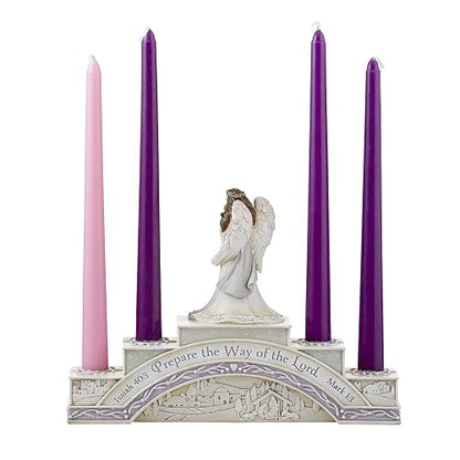 CBC Group Avalon Gallery - Portavelas de Adviento y Navidad de Resina esculpida, 1 Pieza, ángel