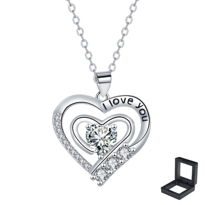 XYPHIELLE Collar de Corazón Blanco para Mujer, Cadena de Acero Inoxidable, Dije Minimalista de Color Blanco, Regalo para Novia Esposa, Ideal para San Valentín Aniversario
