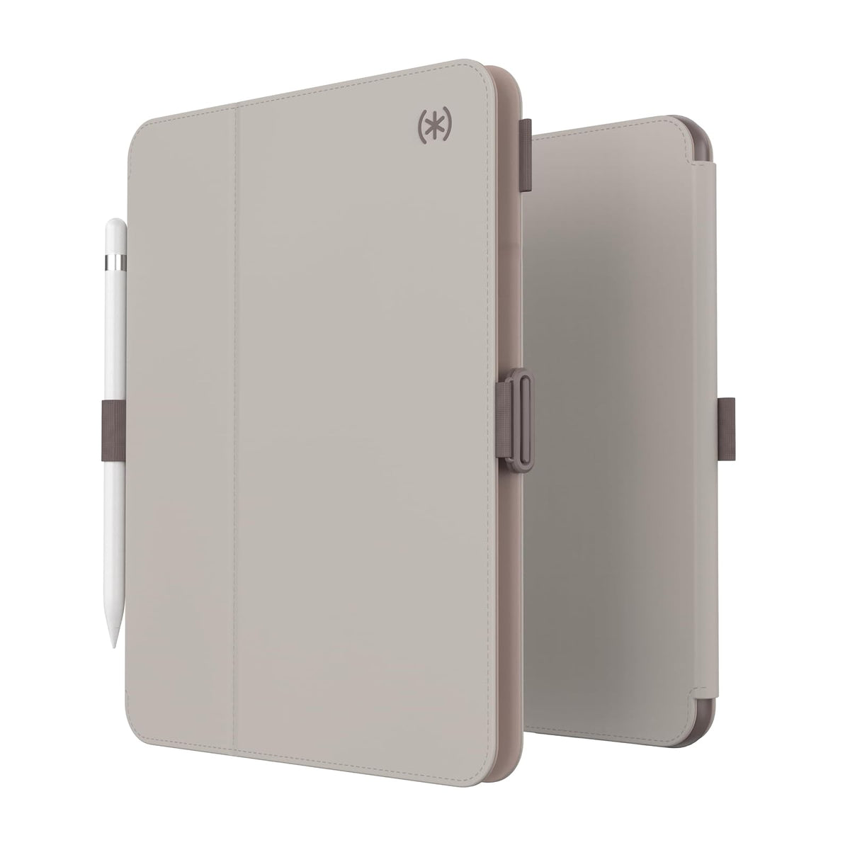Speck - Funda para iPad Pro de 10.9 Pulgadas de 10.9 Pulgadas, protección contra caídas y cámaras, Soporte Delgado de múltiples rangos, Soporte para lápices Apple - Gris Haya/Canela