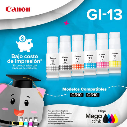 Canon Impresora Wi-Fi G510 de Tanque de tintas, Calidad fotográfica y Capacidad de 6 Botellas de tintas