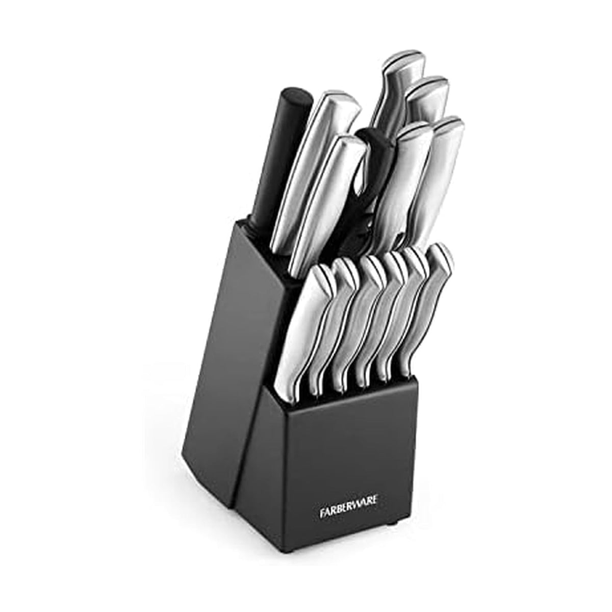 Farberware Juego de cuchillos de acero inoxidable con bloque para almacenamiento, 15 piezas
