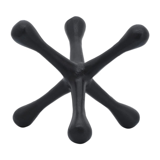 Sagebrook Home Escultura Abstracta de Metal Jacks para decoración de habitación, recámara u Oficina, Aluminio, Negro, 8 cm de Largo x 9 cm de Ancho x 5 cm de Alto