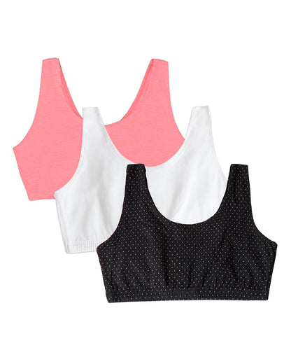Fruit of the Loom Brasier Deportivo de Algodón para Mujer - Pin Dot - Popsicle P - White 86ck - 46