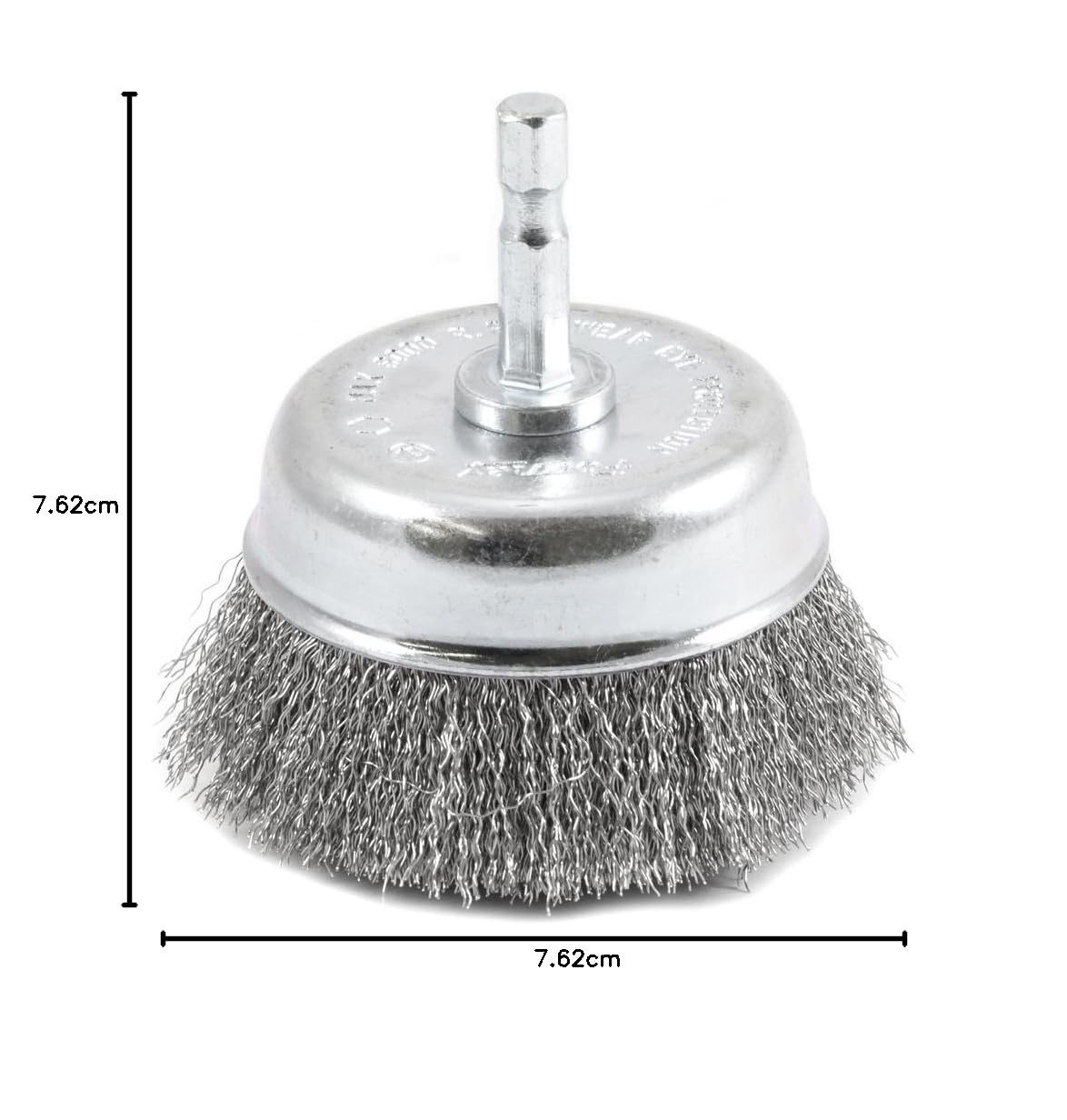 Forney 72732 Wire Cup Brush, Fine Crimped with 1/4-Inch Hex Shank, 3-Inch-by-.008-Inch