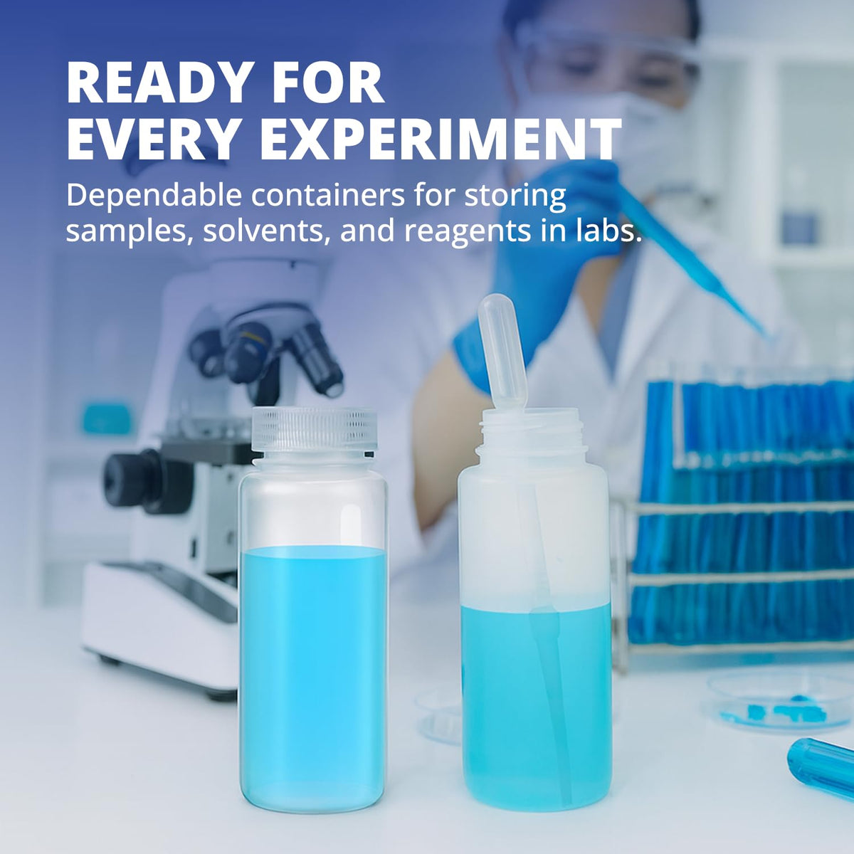 United Scientific 33409 - Botellas de reactivo de boca ancha de polietileno de alta densidad, capacidad de 500 ml (paquete de 12)