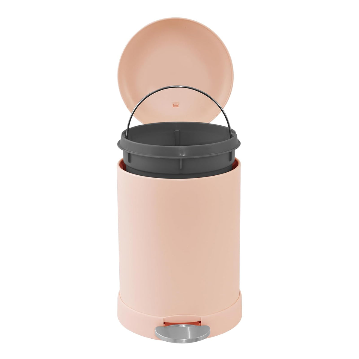 Glad - cubeta de basura pequeño, 1.2 galones | cubeta de basura redondo de acero inoxidable con tapa de cierre suave y pedal de pie | Cesta de basura de metal con cubeta interior extraíble, óxido