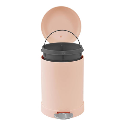 Glad - cubeta de basura pequeño, 1.2 galones | cubeta de basura redondo de acero inoxidable con tapa de cierre suave y pedal de pie | Cesta de basura de metal con cubeta interior extraíble, óxido
