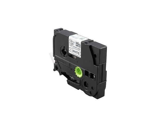 Brother Tubo Termorretráctil HSe211E de 5,28 mm para Cables | Relación 3:1, negro sobre blanco