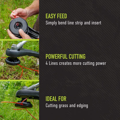 WEED WARRIOR Cabezal de recortadora universal negro para tareas duraderas, recortes, bordes y malas hierbas, funciona con gas
