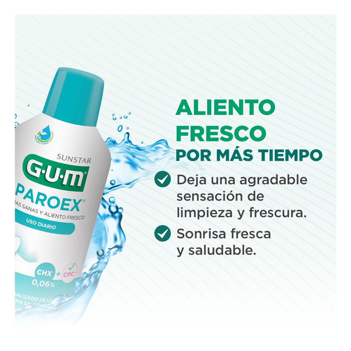 GUM - Enjuague Bucal Paroex Uso Diario con Clorhexidina y Fórmula Sin Alcohol - Cuidado Continuo de Encías y Frescura Duradera - 500 ml