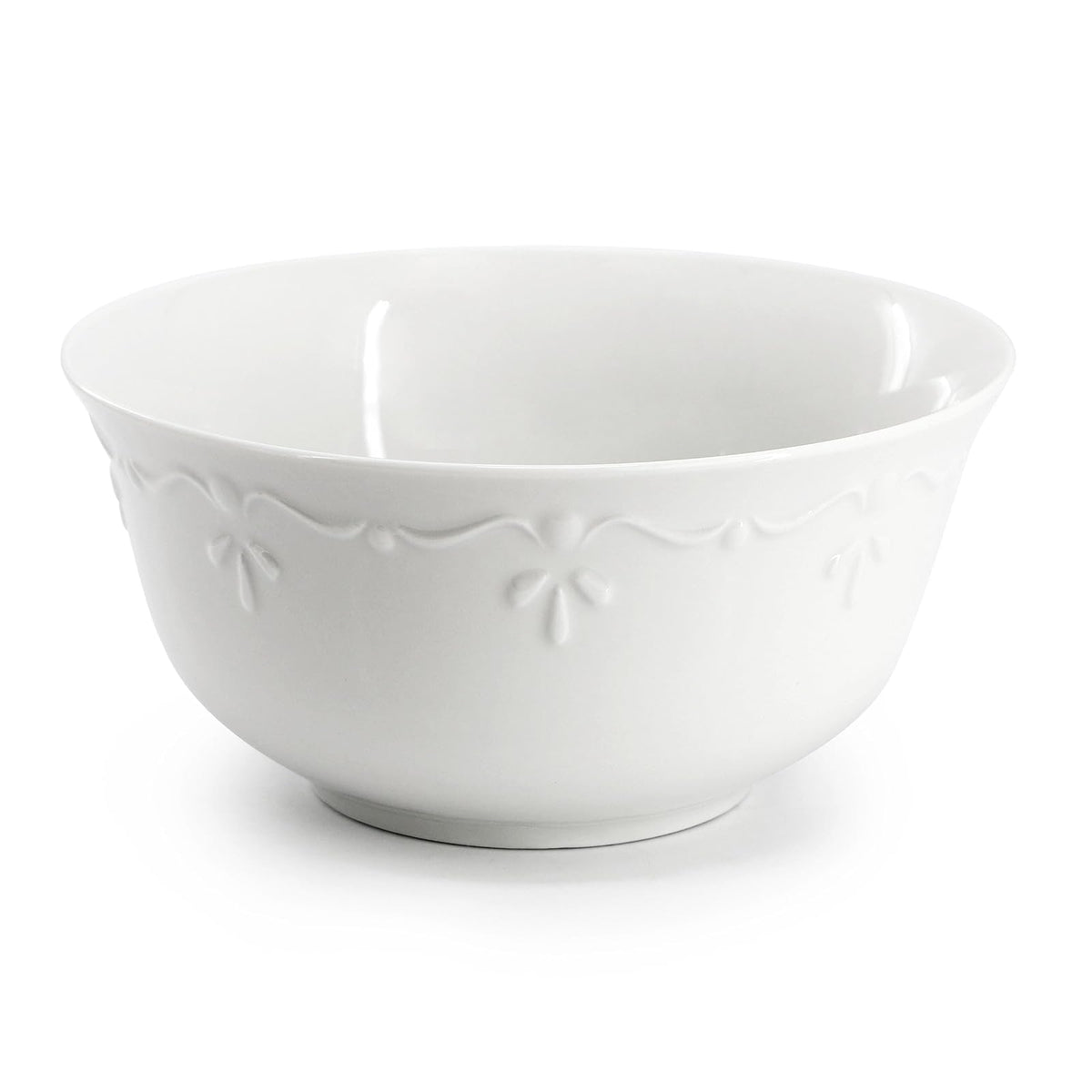 Elama Henryi Juego De Vajilla De Porcelana Blanca 18 Piezas | Con detalles de borde en relieve, reforzado