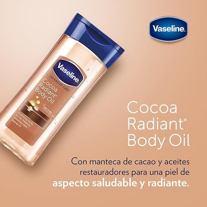 Vaseline - Aceite Corporal en Gel Cocoa Radiant (200 ml), Hidratación Profunda con Brillo Natural, Enriquecido con Cacao Puro