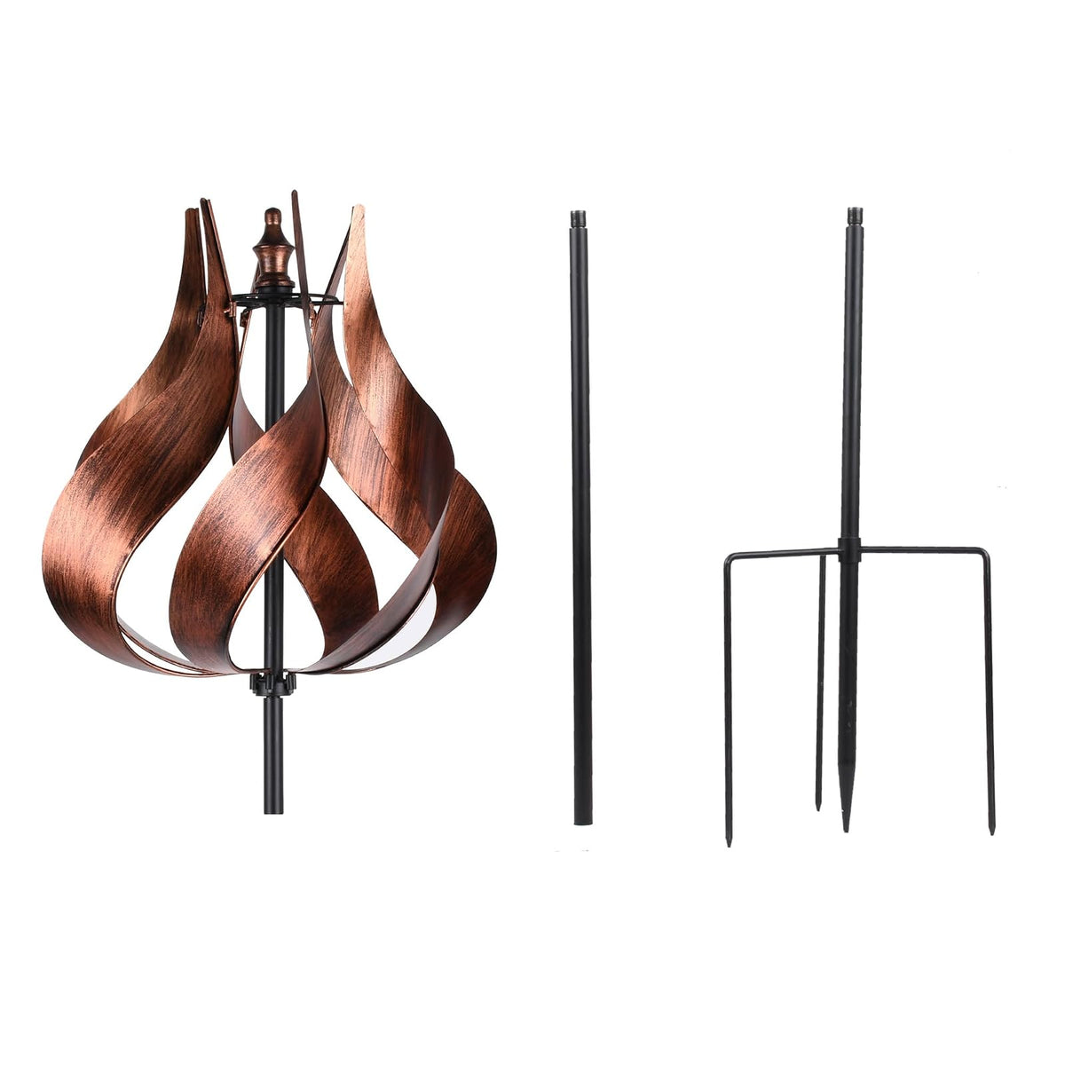 Peaktop 3016387 Outdoor Tulip Kinetic Windmill With Metal Stake Tangerine