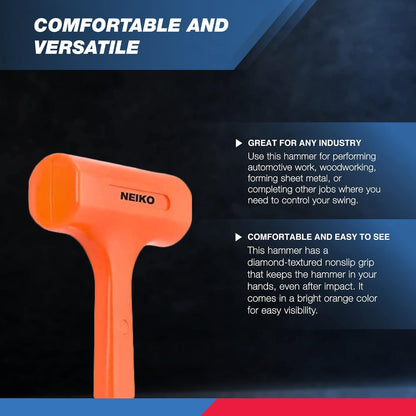 Neiko Martillo Muerto 4 lbs 02849A | Naranja neón, cuerpo moldeado, agarre a cuadros, resistente a chispas y rebote