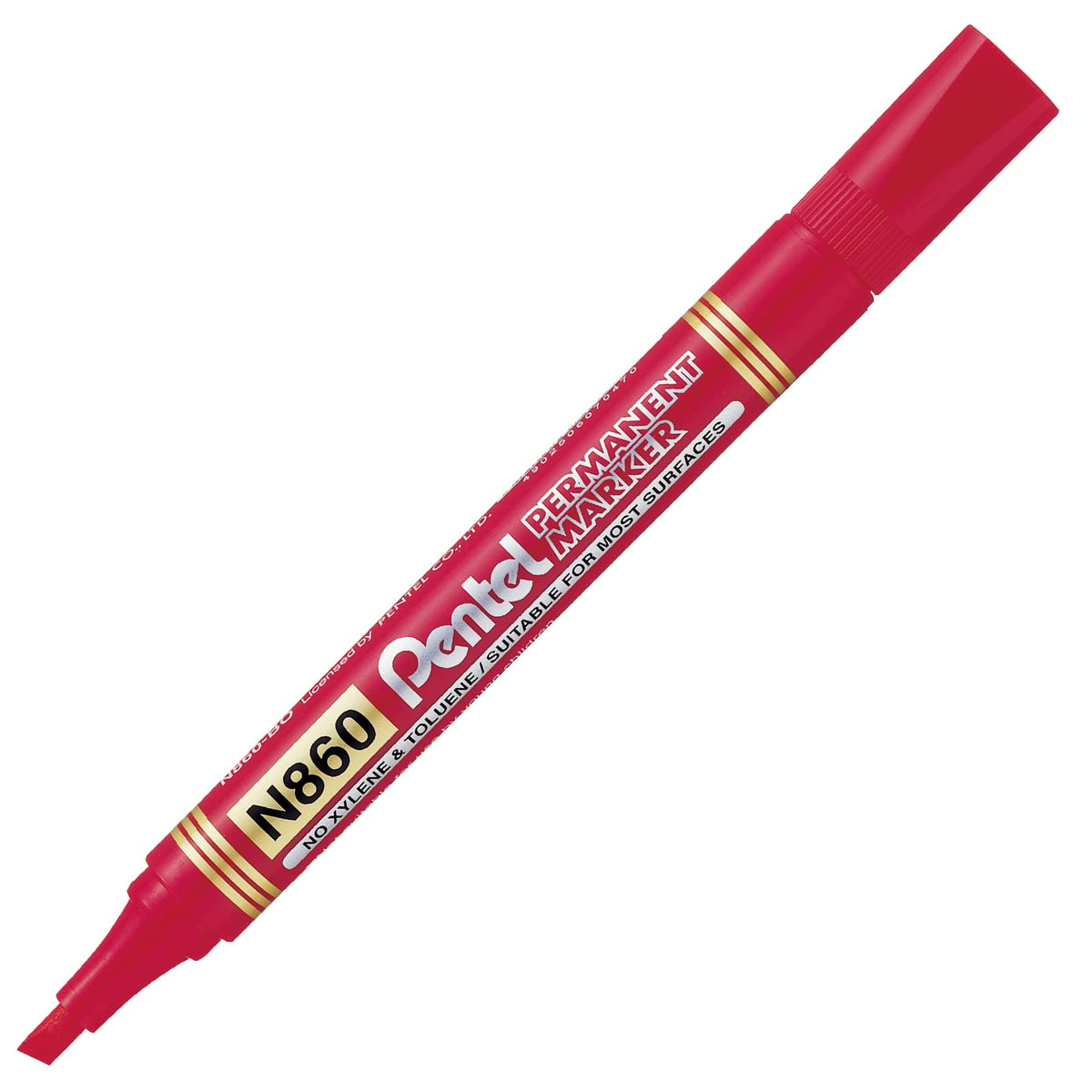 Marcador Permanente Punta Cincel Larga Duración Caja con 12 Piezas Color Rojo- N860-B