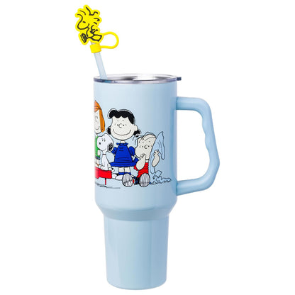 Silver Buffalo Star Wars Vaso Térmico con Popote y Asa, 40 oz - 40 Ounces - Azul - Blanco
