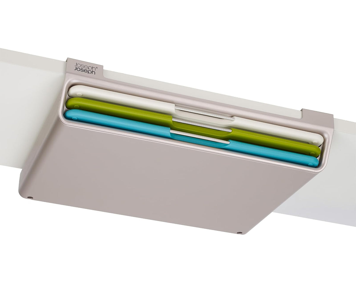 Joseph Joseph Folio Slim 3 piezas bajo estante, juego de tabla de cortar codificada por colores, multicolor, grande