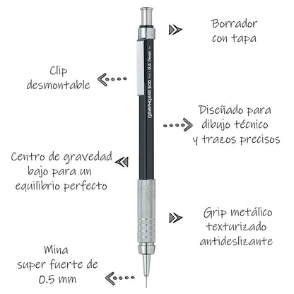 Pentel de México PG515BP Graphgear Portaminas Prof.para Dibujo 0.5 mm, pack of/paquete de 1