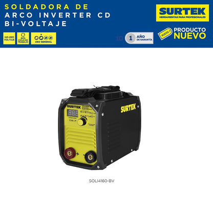 Surtek SOLI4160-BV Soldadora inverter para electrodos bi voltaje 110-220 V 160 A