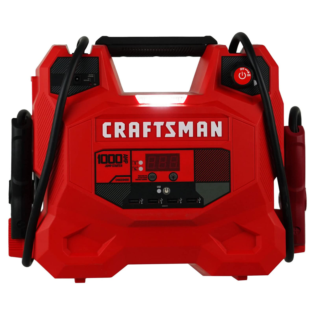 Craftsman CMXCESM281 Arrancador de Batería de Automóvil de 1000A y Estación de Energía Portátil 3 en 1 con Carga USB 12V CC y 2.4A, Rojo