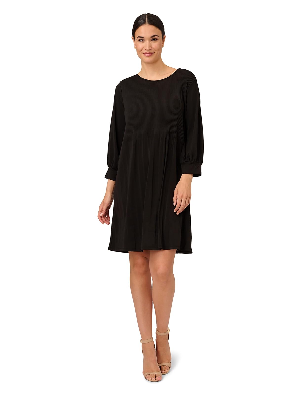 Adrianna Papell Vestido de Punto Plisado con Cuello Redondo VestidoMujer