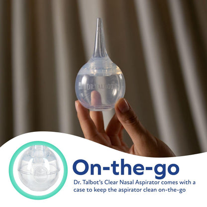 Aspirador nasal para bebés Dr. Talbot's - Silicona sin BPA - con estuche de almacenamiento - Transparente