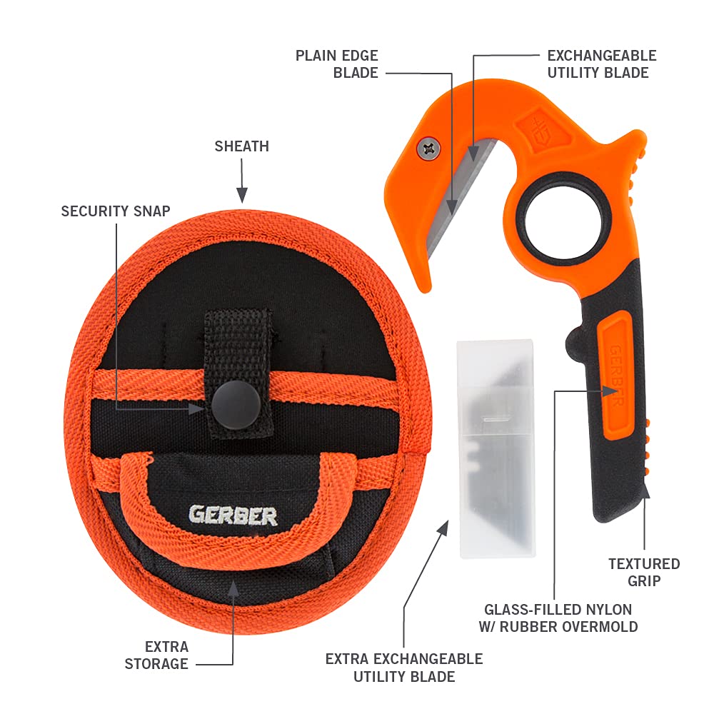 Gerber Gear Vital - Cuchillo utilitario con cierre, hoja de borde liso de acero inoxidable, piel de procesamiento de juegos y cuchillo intestinal para caza
