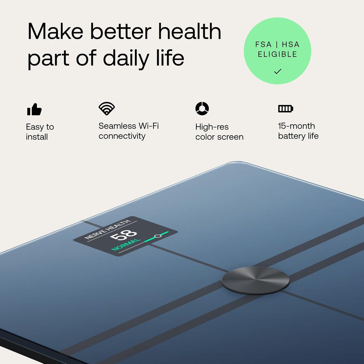 Withings Body Comp - Báscula digital WiFi con análisis completo: peso, grasa corporal y muscular, agua y seguimiento cardiovascular, impedenciométrico, color negro