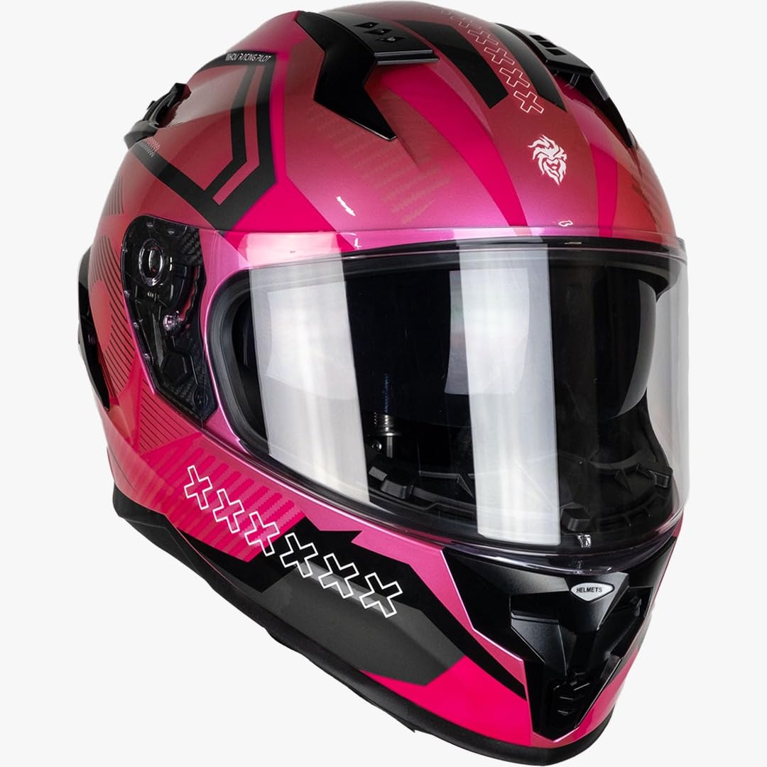 KOV Casco Ares KNOX Rosa/Negro para Moto Integral Certificado Dot