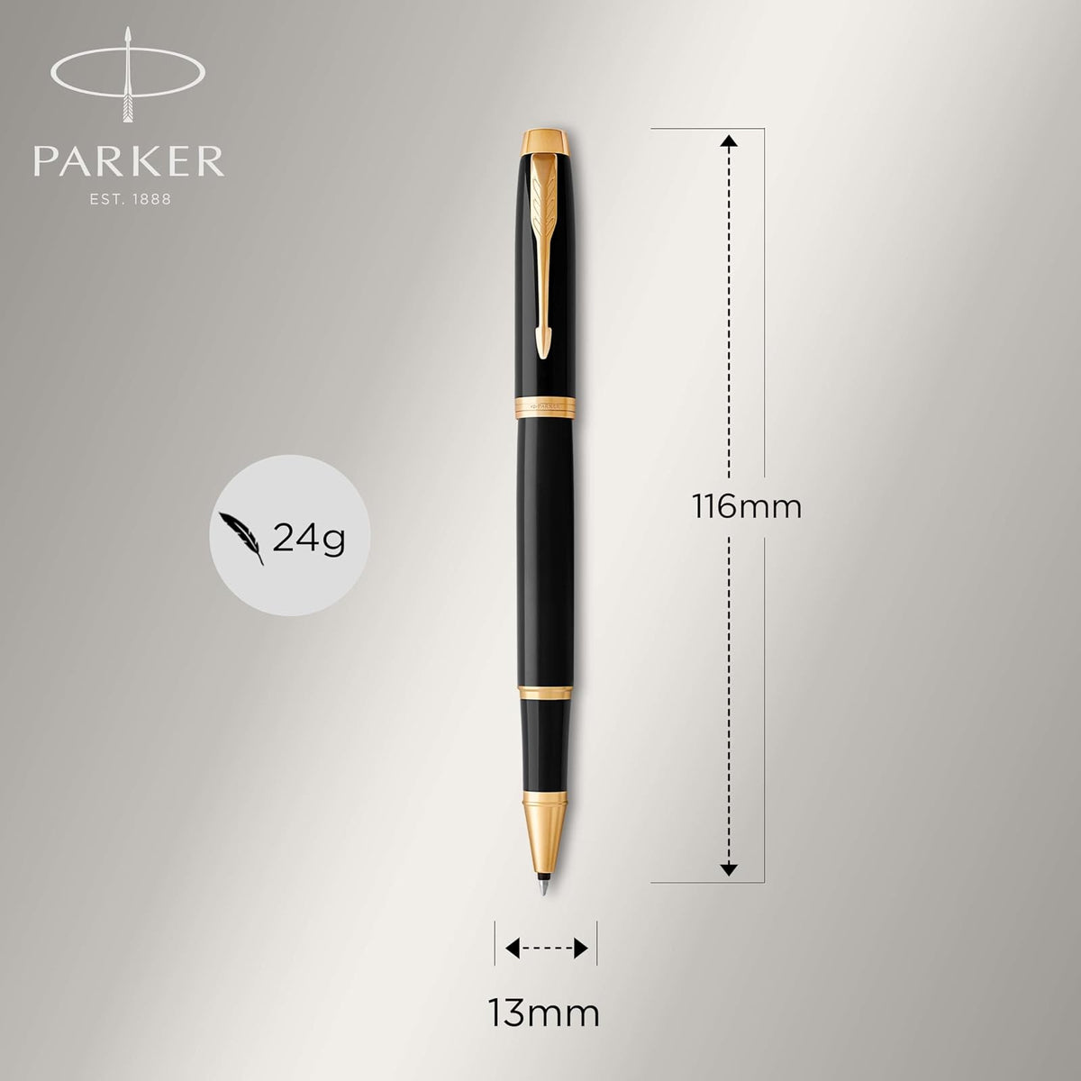 Parker IM Bolígrafo, Negro (Black and Gold), Punta Fina