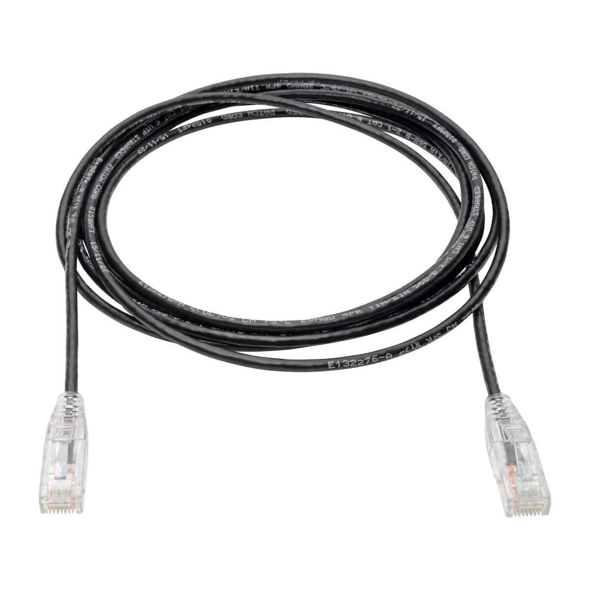 Tripp Lite N201-S15-BK Cable Patch Cat6 UTP (RJ45) - M/M, Gigabit, Snagless, Moldeado, Delgado, Negro, 4.57 m [15 pies]